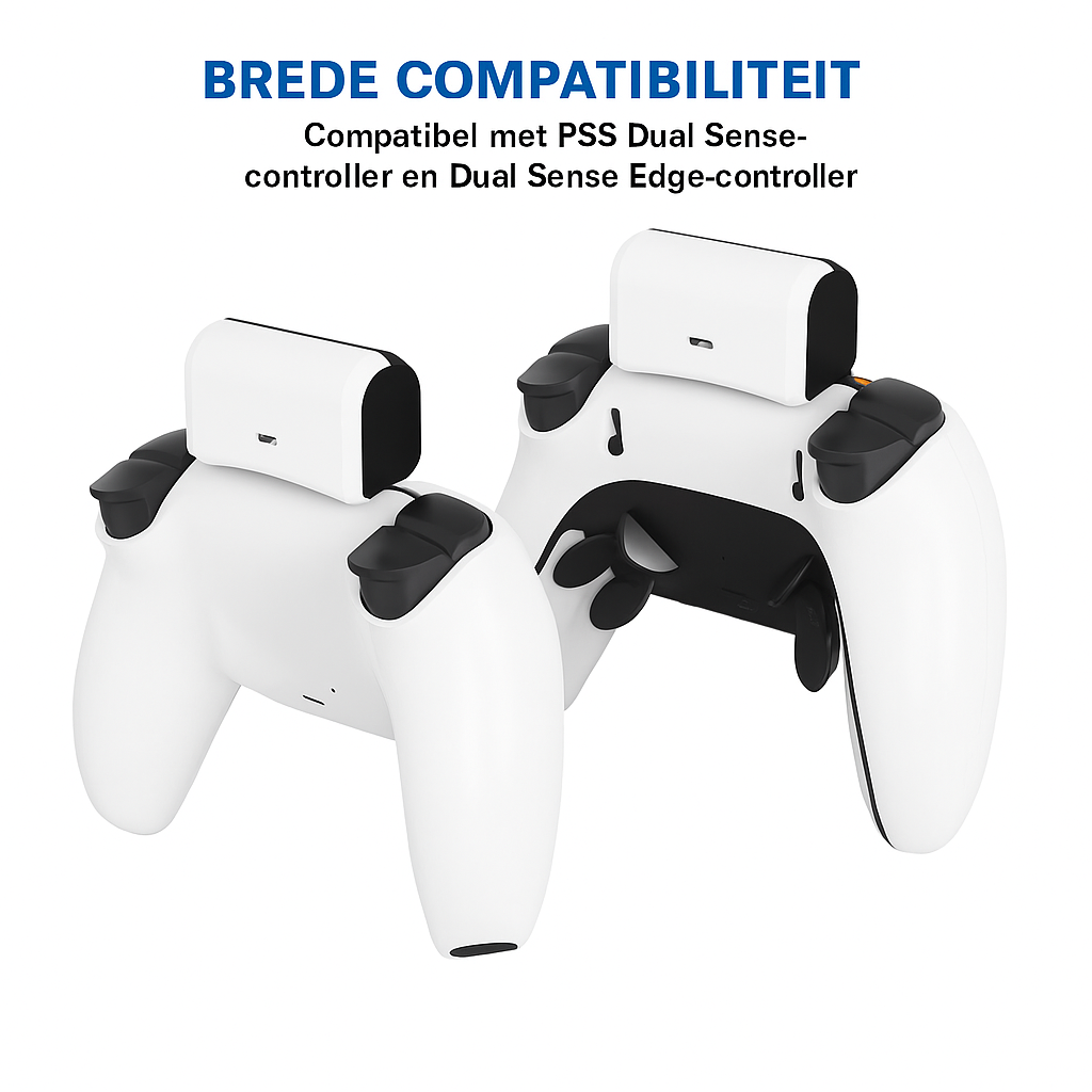 PS5 Controller Powerbank 2000mAh – draadloze oplader - Voor DualSense & DualSense Edge – Met 2 Ophanghaken voor controller en headset
